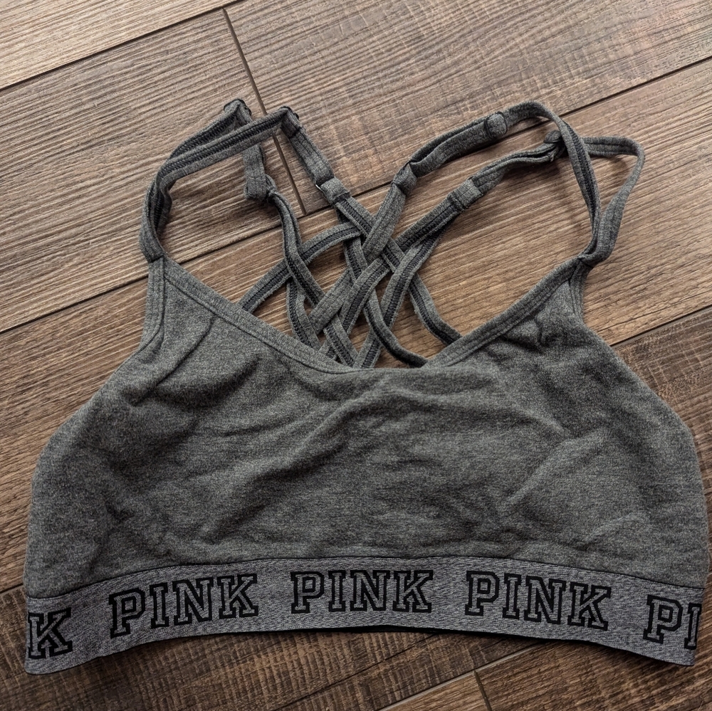 PINK Unlined 🩶 Gray 🩶 Bralette - Picture 2 of 4